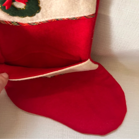 NWT Vintage Christmas Stocking with three pockets Felt Holiday Decor - Picture 8 of 11